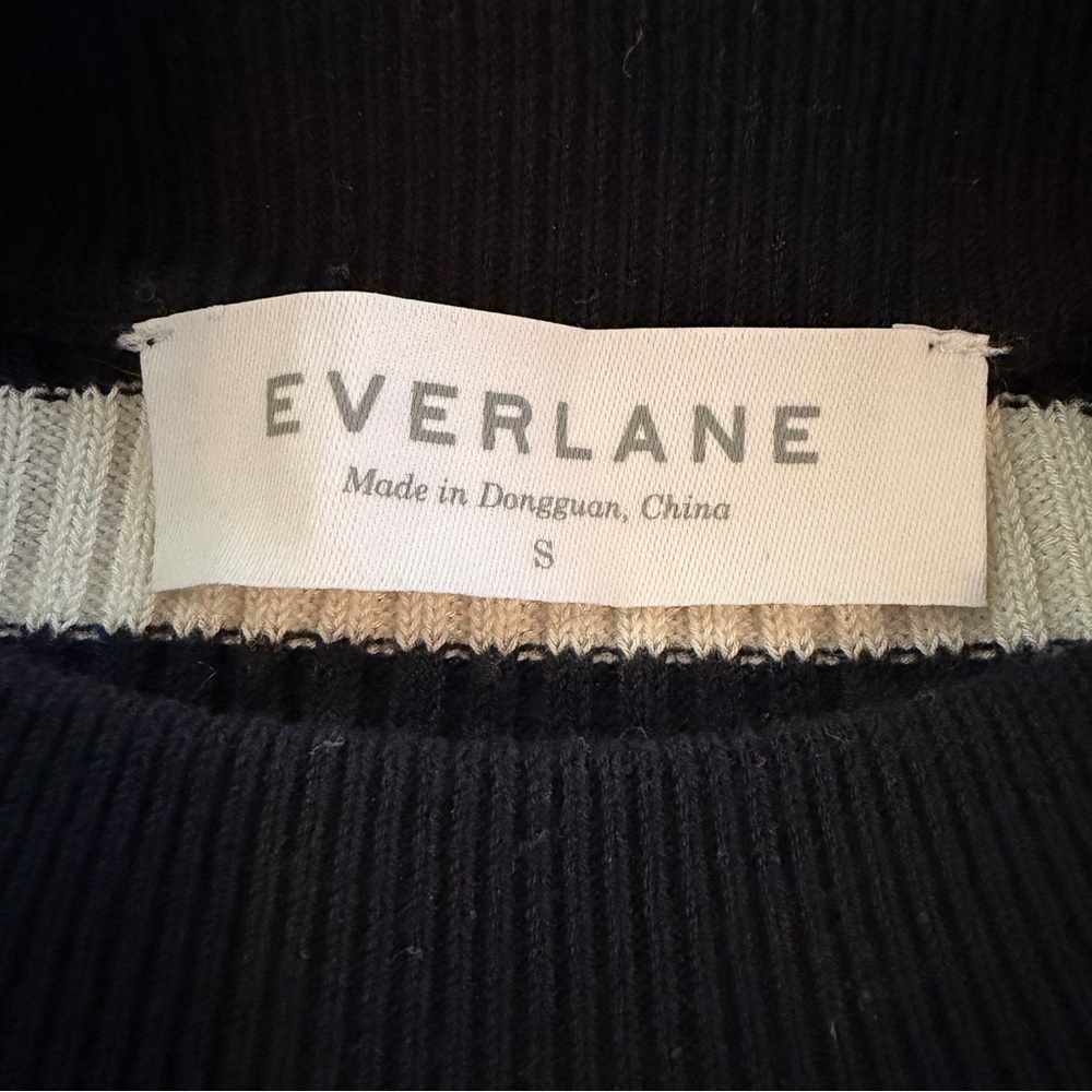 Everlane The Breton Ribbed Black & White Striped Sweater Small - Picture 7 of 8